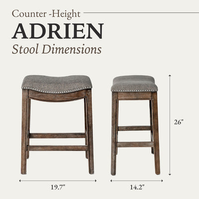 Maven Lane Adrien Saddle Backless Counter Stool Weathered Grey(Open Box)(2 Pack)