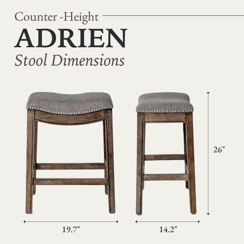 Maven Lane Adrien Saddle Backless Counter Stool Weathered Grey (Used) (2 Pack)