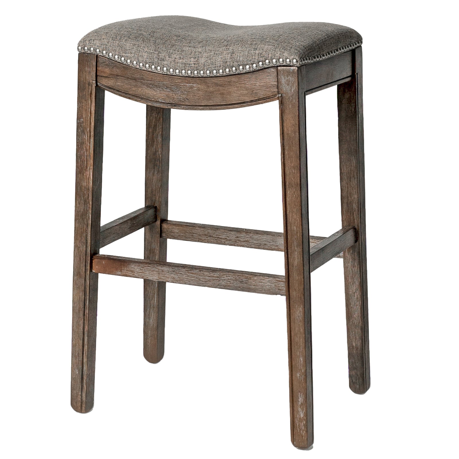Maven Lane Saddle Bar Stool, 31" High Fabric Seat, Nailhead Trim(For Parts)(4Pk) - VMInnovations