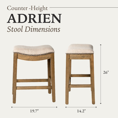 Maven Lane Adrien Saddle Backless Bar Stool, Natural, Counter Height (Open Box) - VMInnovations
