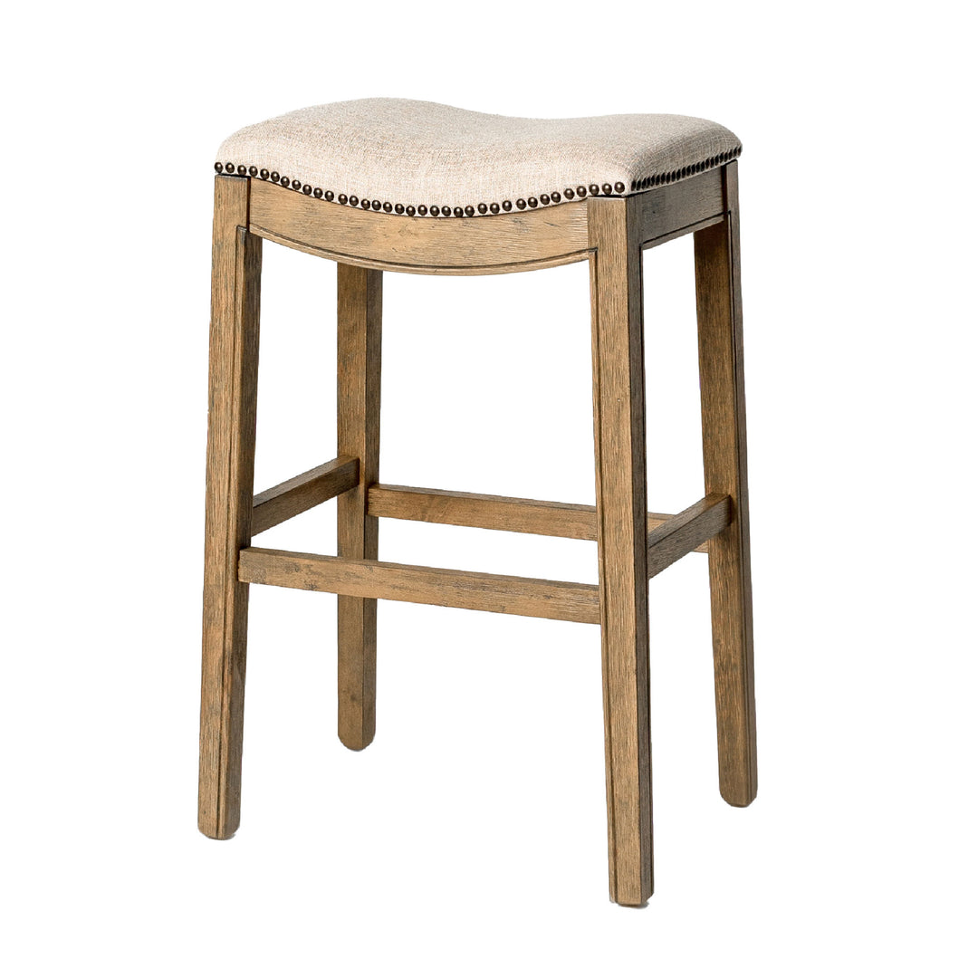 Saddle Bar Stool, 31" High Fabric Seat, Nailhead Trim, (For Parts) - VMInnovations