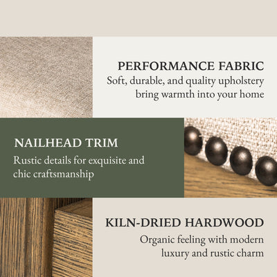 Maven Lane Adrien Saddle Backless Bar Stool with Nailhead Trim, Natural (Used) - VMInnovations