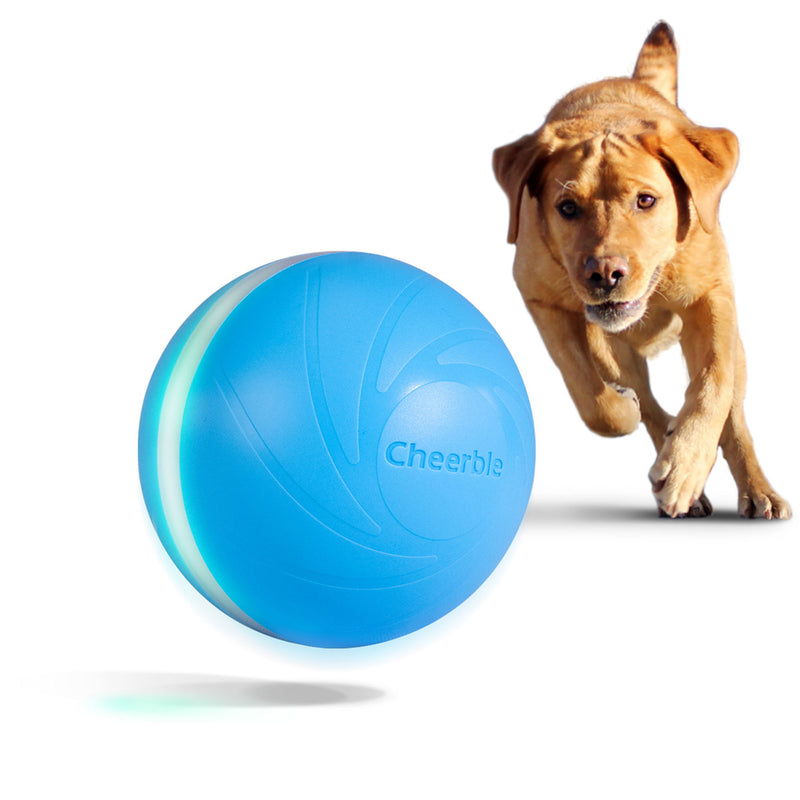 Cheerble Wicked Indoor Outdoor Self Propelling Interactive Dog Toy Ball, Blue