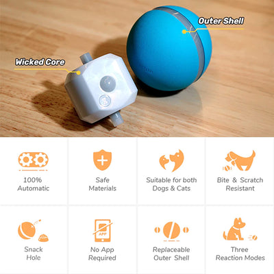 Cheerble Wicked Self Propelling Interactive Dog Toy Ball, Blue (Used) - VMInnovations
