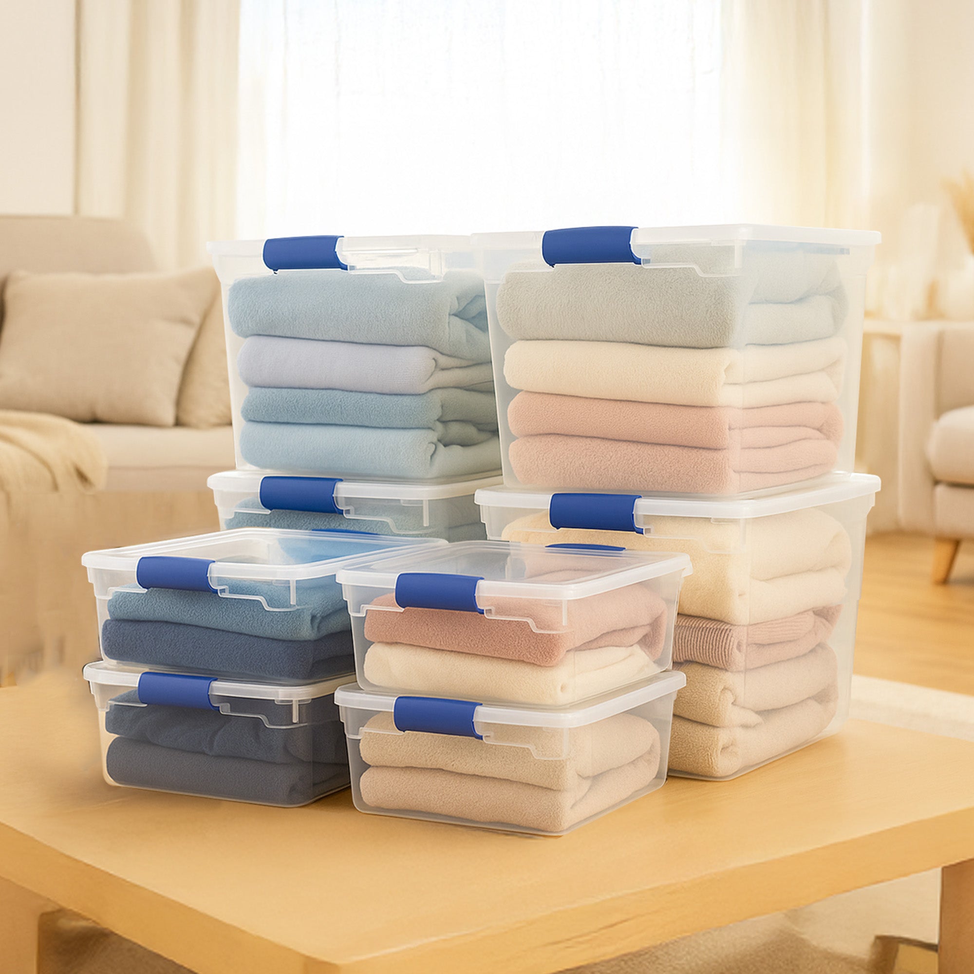 Homz 31qt Clear Plastic Stackable Storage Containers, 4 Pack & 15.5qt, 4 Pack - VMInnovations