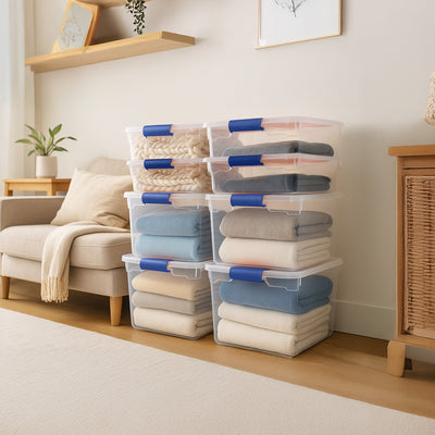 Homz 31qt Clear Plastic Stackable Storage Containers, 4 Pack & 15.5qt, 4 Pack - VMInnovations