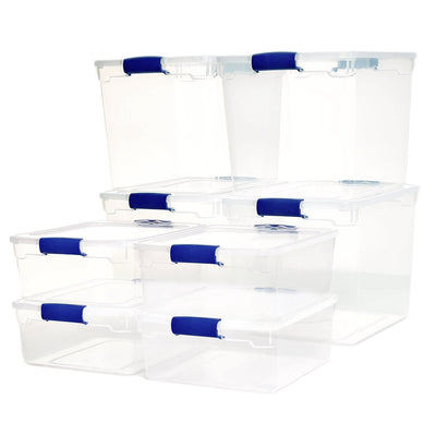 Homz 31qt Clear Plastic Stackable Storage Containers, 4 Pack & 15.5qt, 4 Pack - VMInnovations