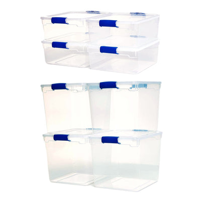 Homz 31qt Clear Plastic Stackable Storage Containers, 4 Pack & 15.5qt, 4 Pack