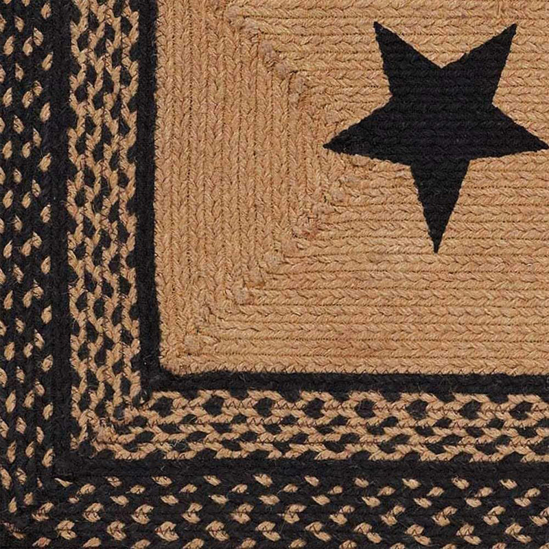 VHC Brands Farmhouse Jute 27 x 48" Stenciled Star Rectangular Rug, Black & Tan