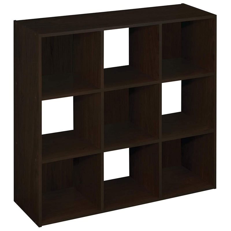 ClosetMaid 9 Cube Wood Open Bookcase Display Shelf Organizer, Espresso(Open Box)