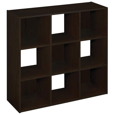 ClosetMaid 9 Cube Wood Open Bookcase Display Shelf Organizer, Espresso(Open Box) - VMInnovations