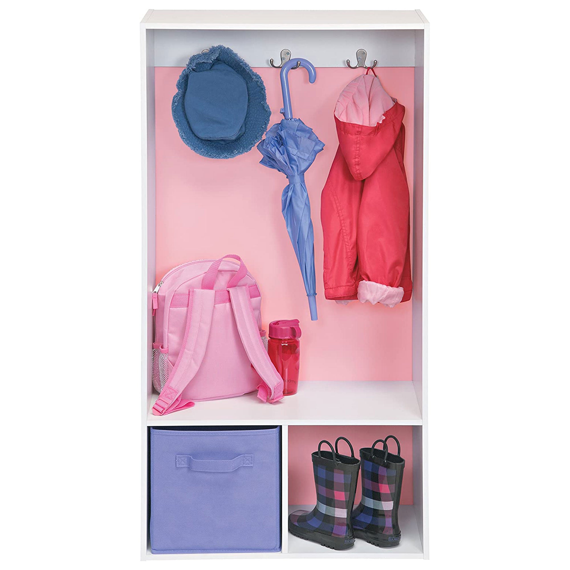 ClosetMaid Wooden Open Storage Locker with 2 Hooks and Cubby, White (Used) - VMInnovations