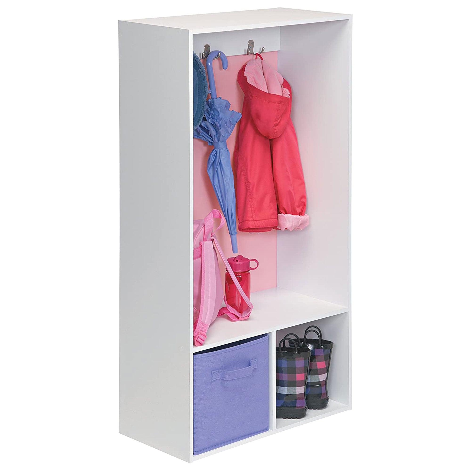 ClosetMaid Wooden Open Storage Locker with 2 Hooks and Cubby, White (Used) - VMInnovations