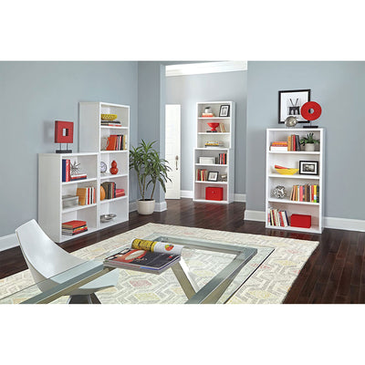 ClosetMaid Decorative Modern Rectangular 4 Tier Shelf Wooden Bookcase, White - VMInnovations