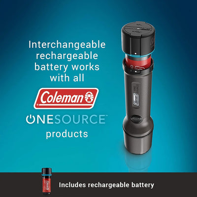 Coleman OneSource 1000 Lumens Rechargeable Lithium Ion Camping Flashlight,2 Pack