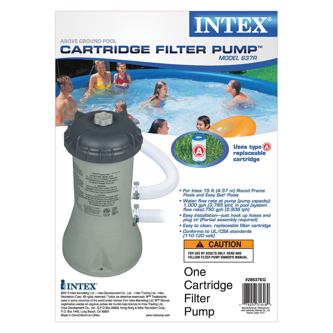 Intex 12' x 30" Steel Frame Above Ground Pool & 1000 GPH Above Ground Pool Pump