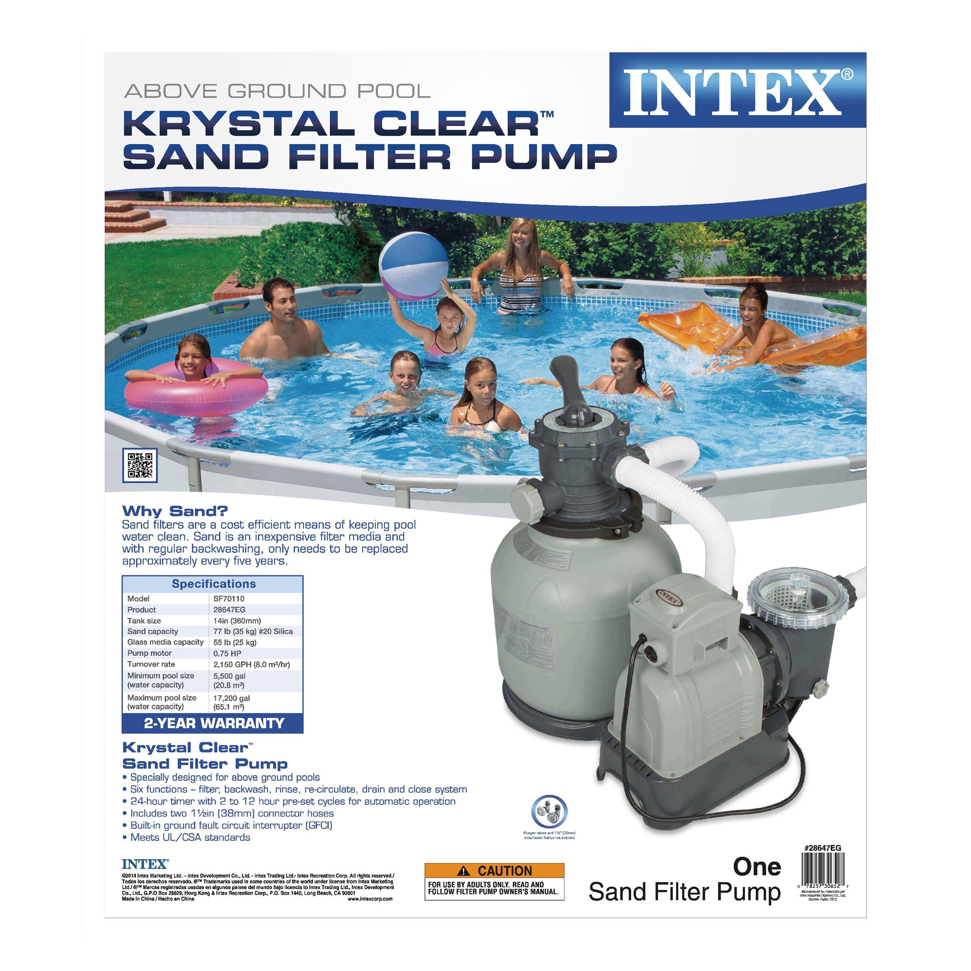 Intex Krystal Clear 2800 GPH Above Ground Pool Sand Filter Pump (Used)