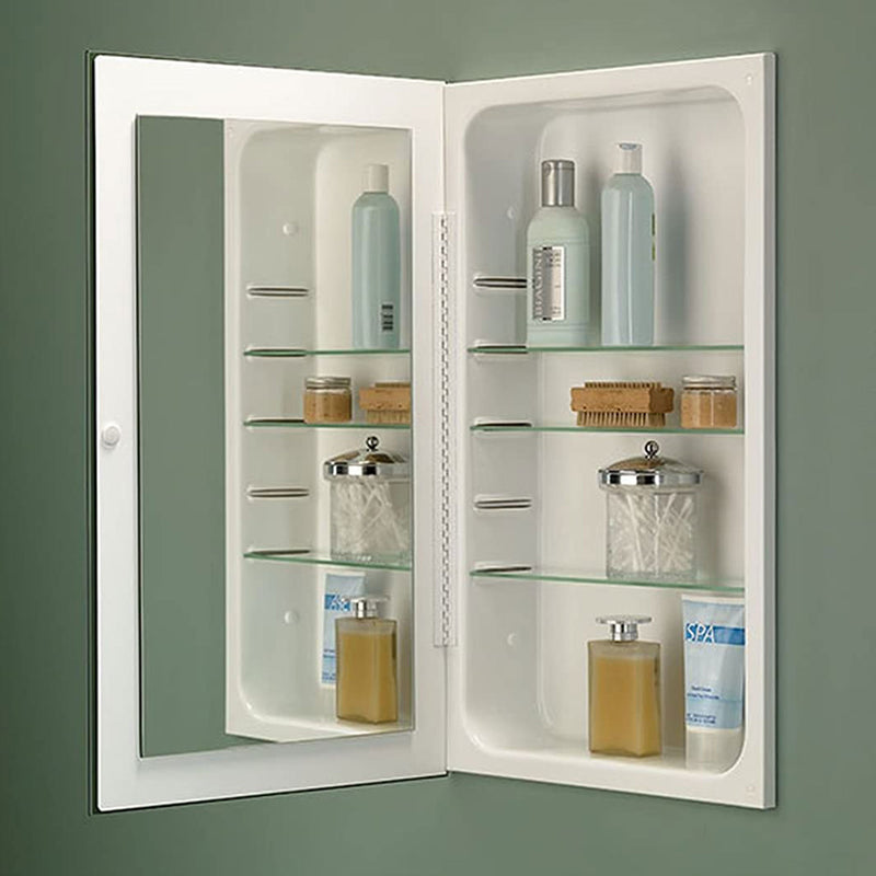 Jensen 16 x 26 Inch Cove Recess Mount Frameless Bathroom Mirror Medicine Cabinet