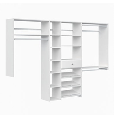 Easy Track Shoe Storage Closet Shelf and Drawer Organizer System, White Finish