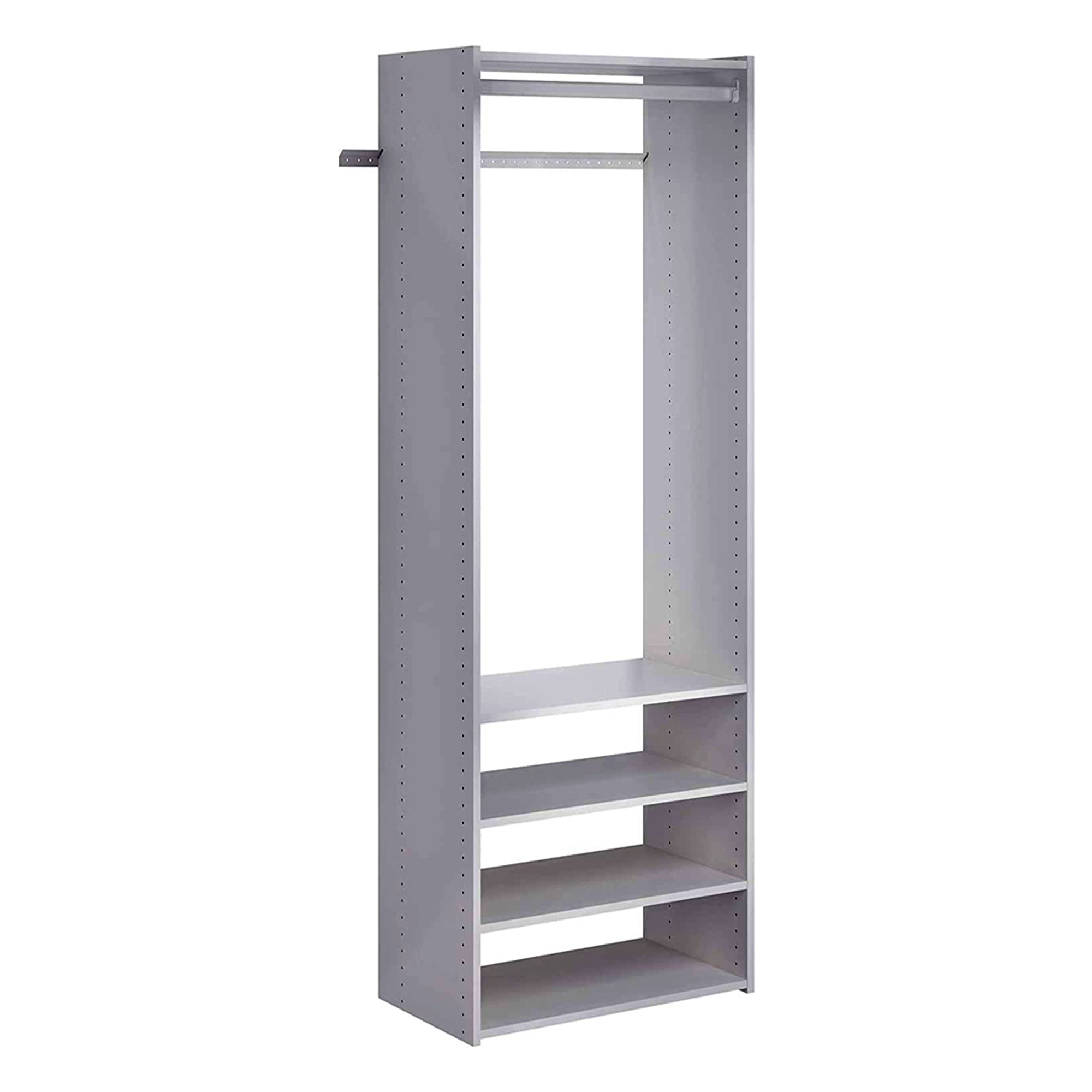 Easy Track Wooden Select Tower Closet Organizer System Kit with Shelves, Gray
