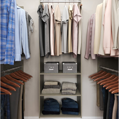 Easy Track Wooden Select Tower Closet Organizer System Kit with Shelves, Gray