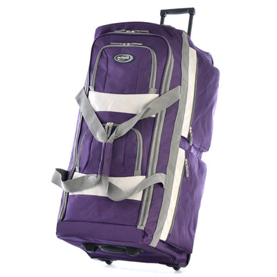 Olympia 33 Inch 8 Pocket U Shape Rolling Duffel Bag, Dark Lavender (Open Box) - VMInnovations