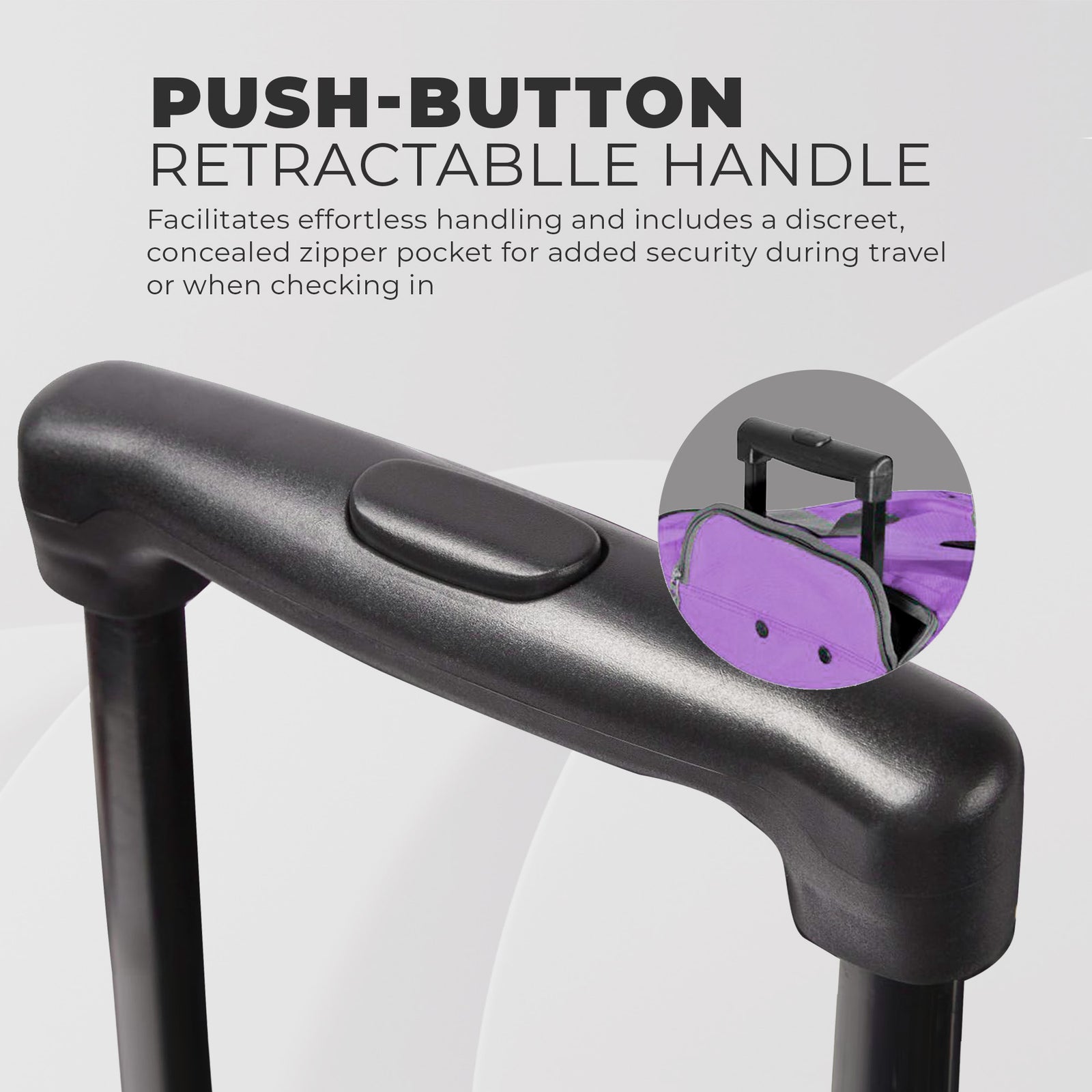 Olympia 33 Inch 8 Pocket U Shape Rolling Duffel Bag with Handle, Dark Lavender - VMInnovations