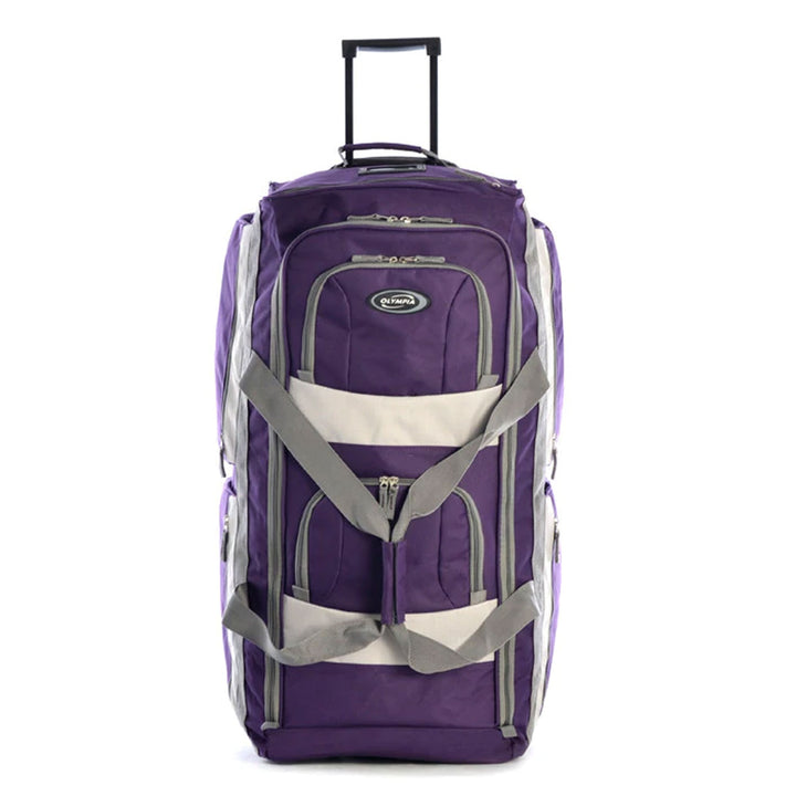 Olympia 33 Inch 8 Pocket U Shape Rolling Duffel Bag, Dark Lavender (Open Box)