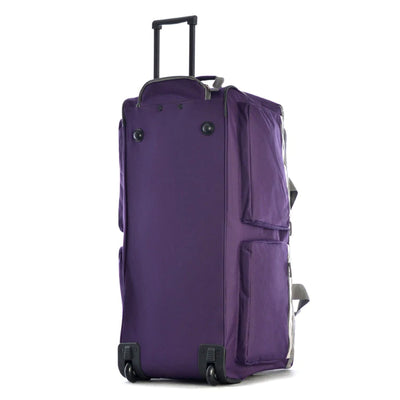 Olympia 33 Inch 8 Pocket U Shape Rolling Duffel Bag with Handle, Dark Lavender