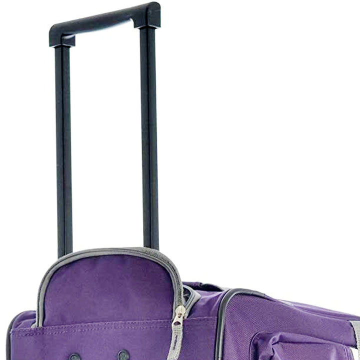 Olympia 33 Inch 8 Pocket U Shape Rolling Duffel Bag with Handle, Dark Lavender