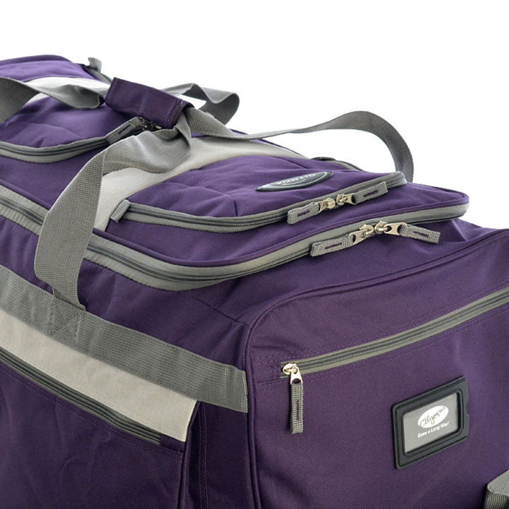 Olympia 33 Inch 8 Pocket U Shape Rolling Duffel Bag with Handle, Dark Lavender