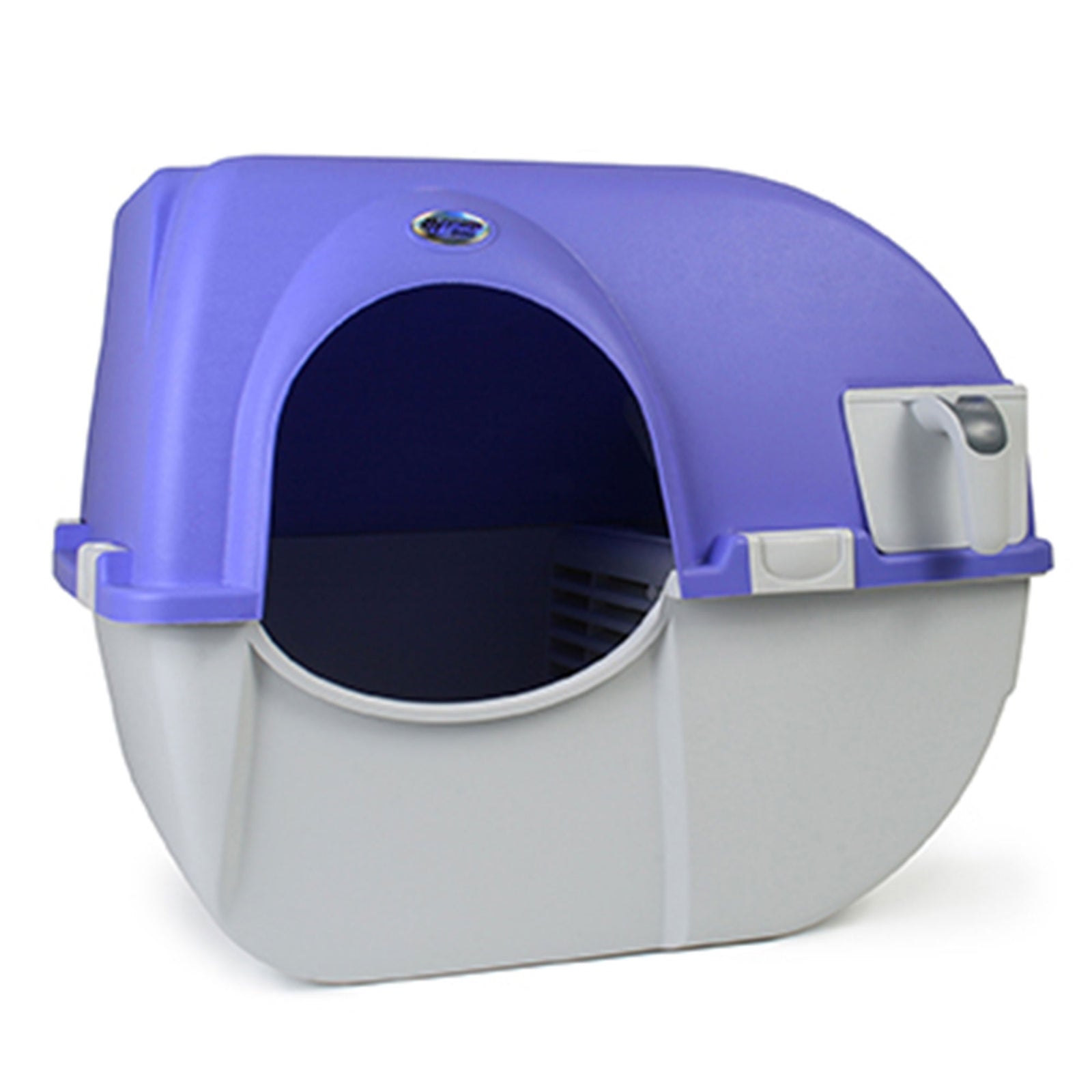 Omega Paw Roll 'n Clean Self Cleaning Cat & Kitten Litter Box, Large, Periwinkle - VMInnovations