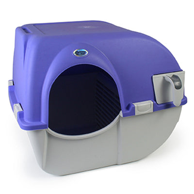 Omega Paw Roll 'n Clean Self Cleaning Cat & Kitten Litter Box, Large, Periwinkle