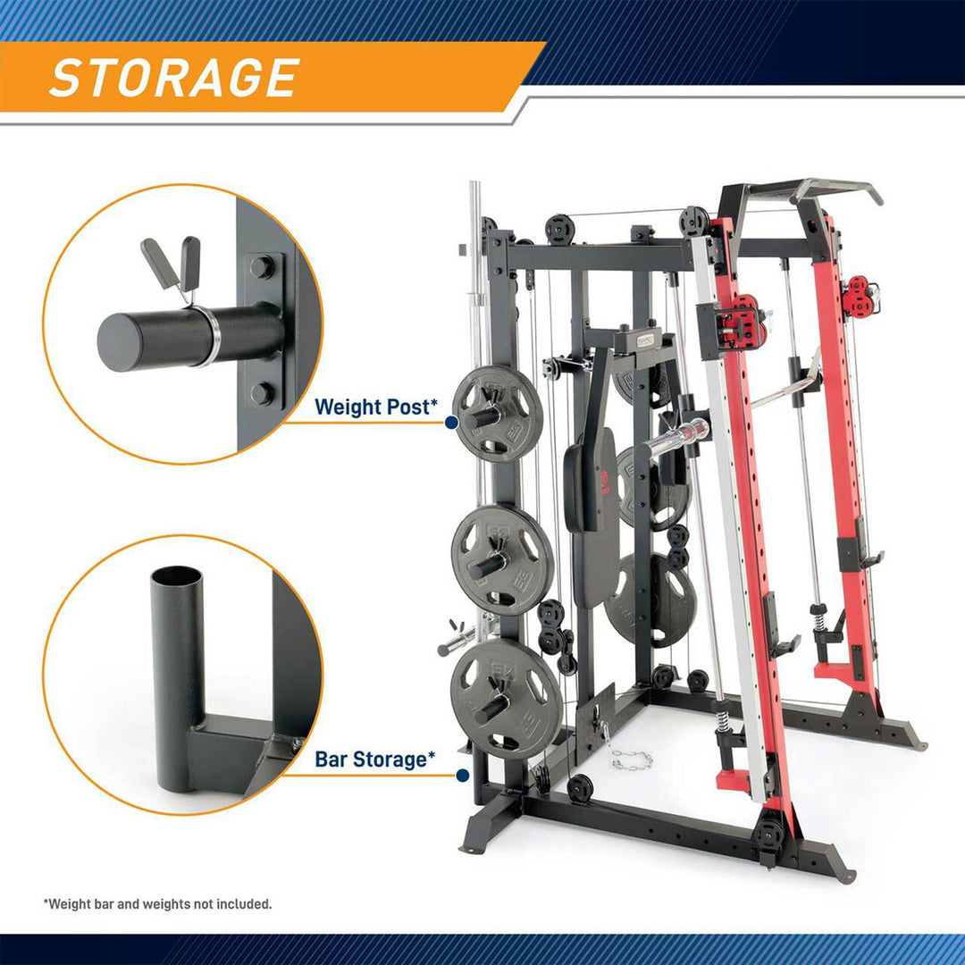 Marcy SM-4033 Smith Machine Cage Multi Purpose Home Gym Training System, Red