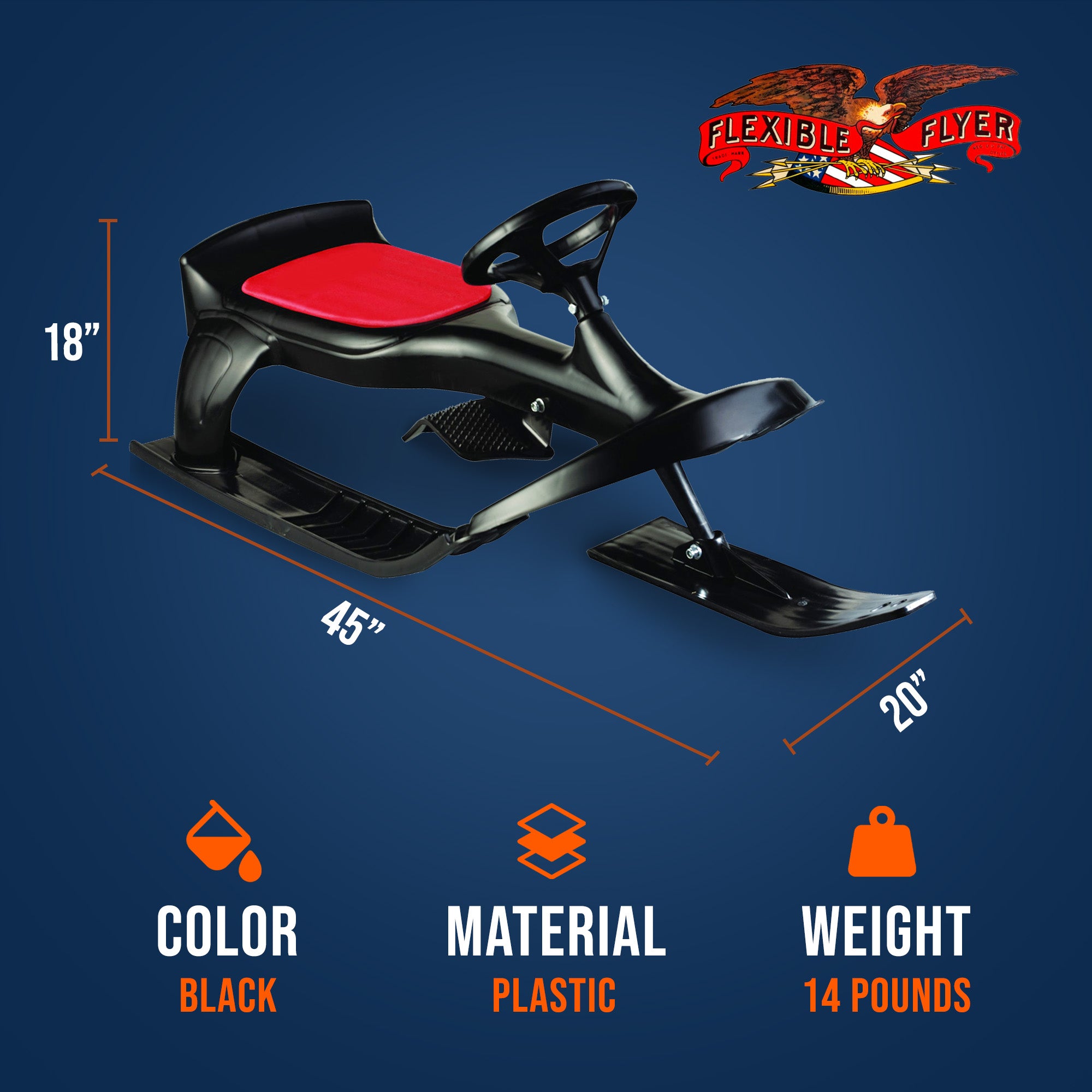 Flexible Flyer Blaster Plastic Steering Snow Ski Sled w/ Brakes and Seat (Used) - VMInnovations