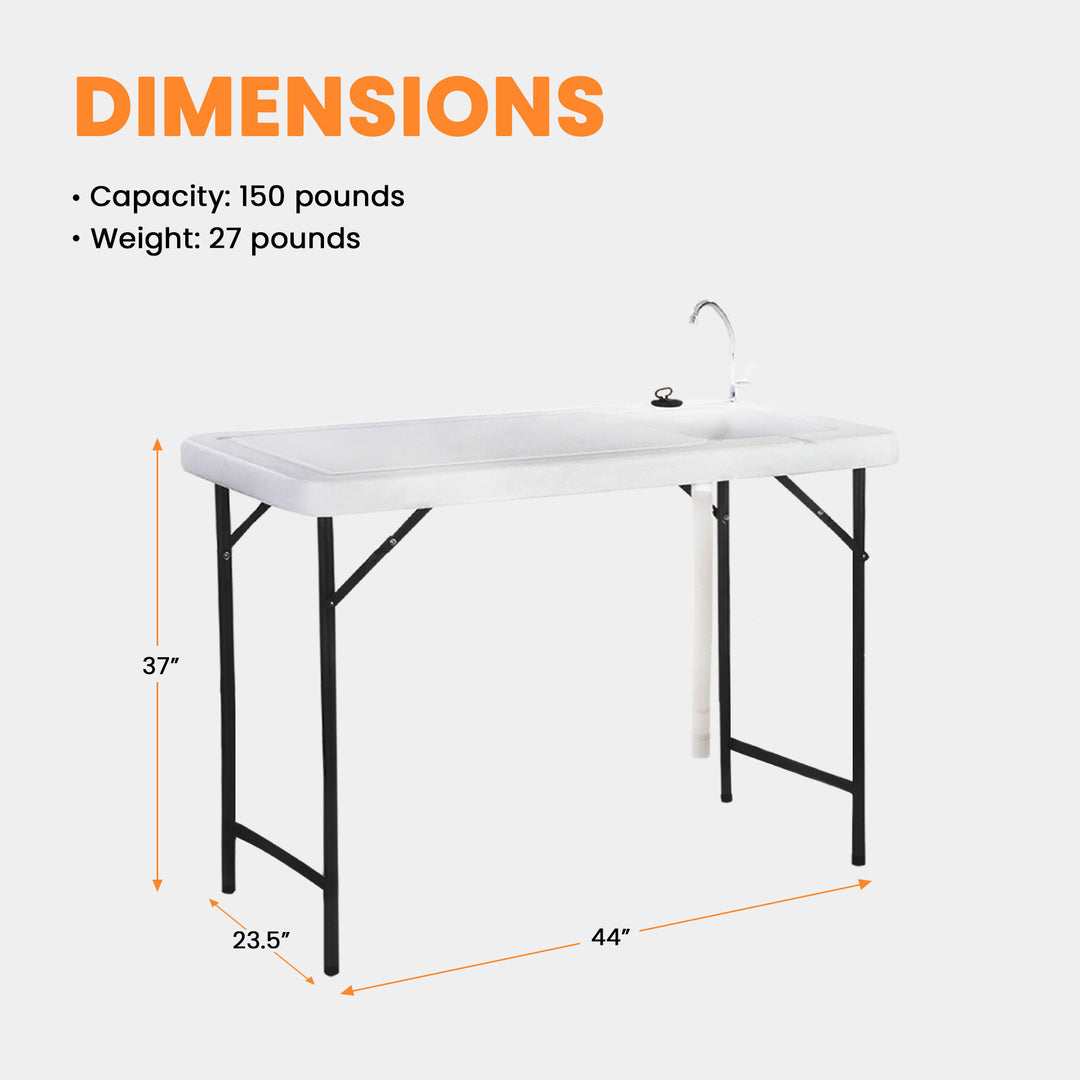 Seek SKFT-44 Folding Fish and Game Cleaning Table with Steel Faucet (Used)