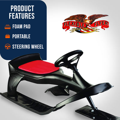 Flexible Flyer PT Blaster Plastic Steering Snow Ski Sled with Brakes and Seat - VMInnovations