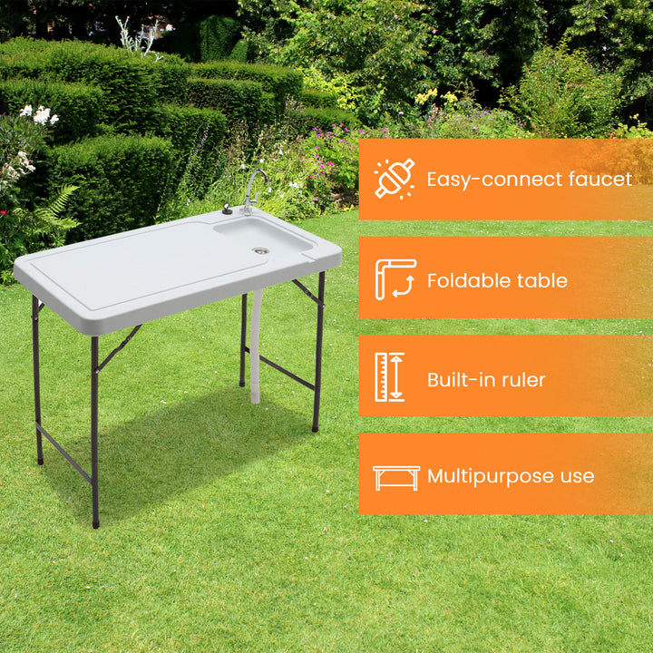 Seek SKFT-44 Folding Fish and Game Cleaning Table with Steel Faucet (Used)
