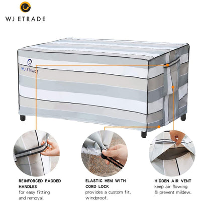 WJ-X3 Durable Patio Table Waterproof Outdoor Striped Cover, 74 x 44 x 28 Inches