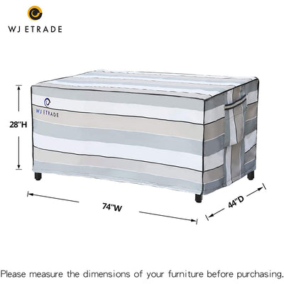 WJ-X3 Durable Patio Table Waterproof Outdoor Striped Cover, 74 x 44 x 28 Inches