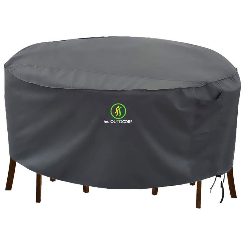 F&J Outdoors Patio Table & Chair Waterproof Cover, Grey, 96 x 96 x 27.50 Inches