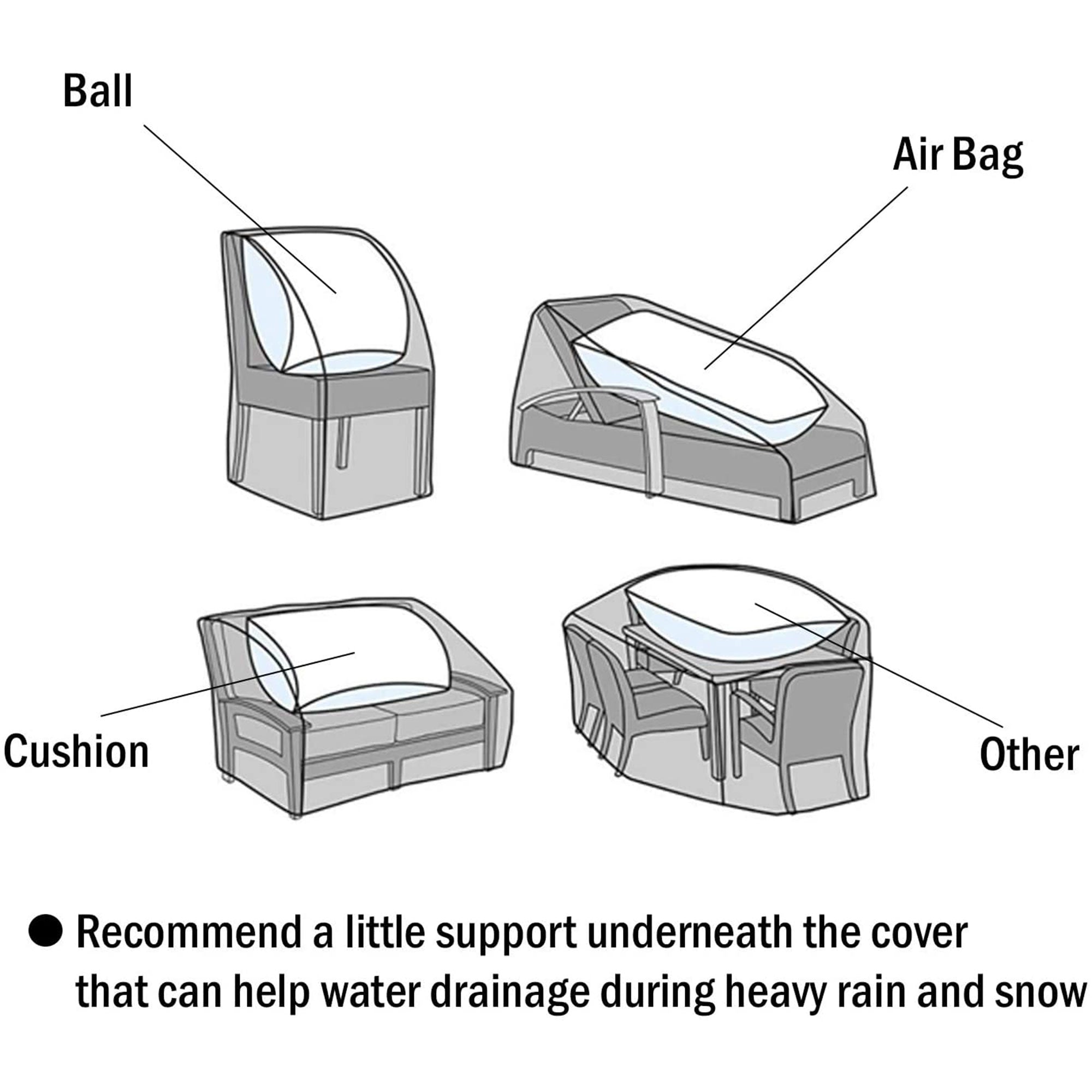F&J Outdoors Patio Table & Chair Waterproof Cover, Grey, 96 x 96 x 27.50 Inches