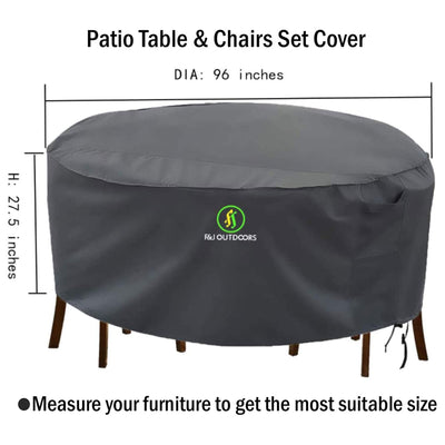 F&J Outdoors Patio Table & Chair Waterproof Cover, Grey, 96 x 96 x 27.50 Inches