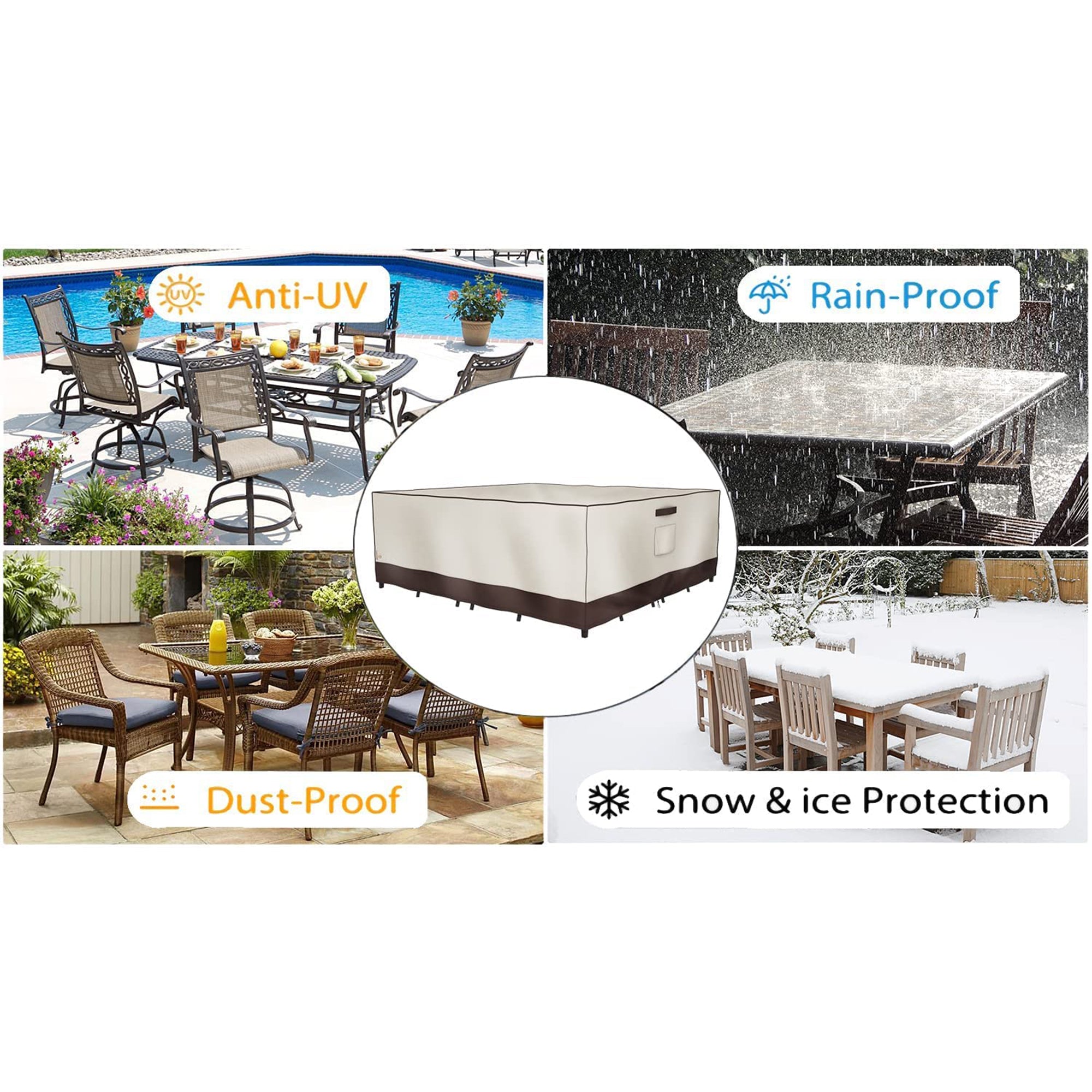 F&J Outdoors Waterproof 7 Piece Patio Furniture Cover, 102x78x27.5 In(Open Box) - VMInnovations