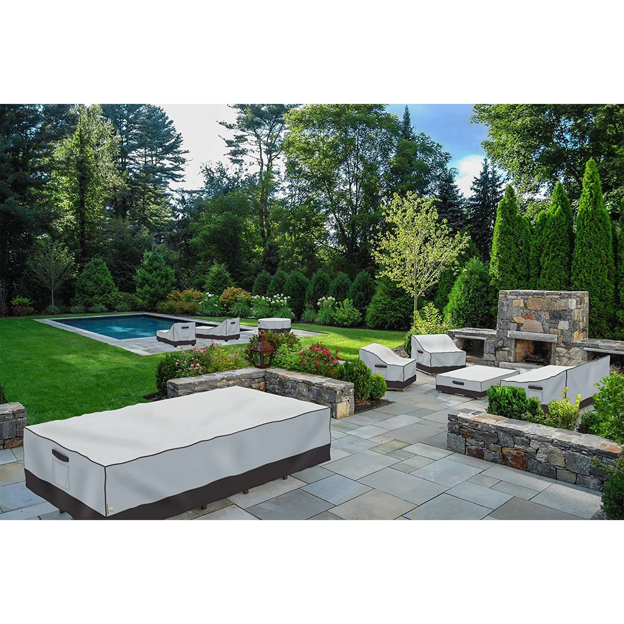 F&J Outdoors Waterproof 7 Piece Patio Furniture Cover, 102x78x27.5 In(Open Box) - VMInnovations