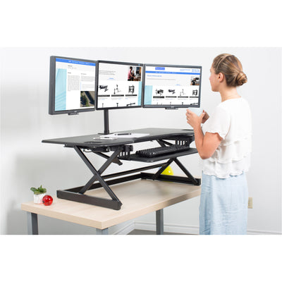 Rocelco Standing Desk Converter 46 Inch Deluxe Adjustable Support Riser, Black - VMInnovations