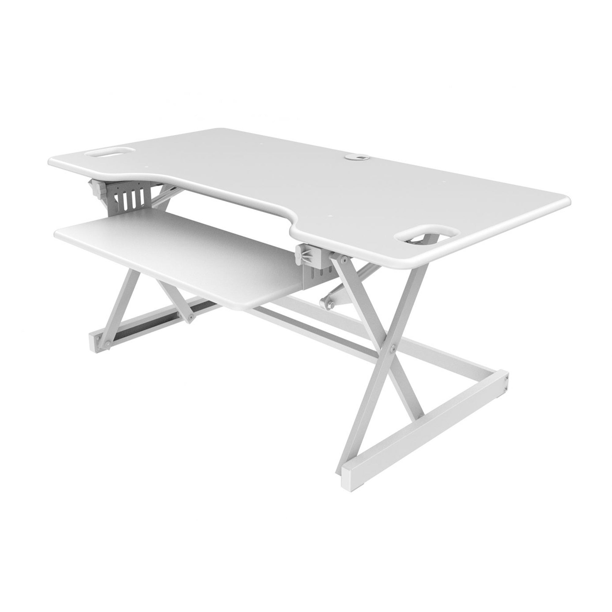 Rocelco Standing Desk Converter 46 Inch Deluxe Adjustable Support Riser, White - VMInnovations