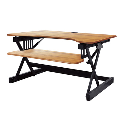 Rocelco Standing Desk Converter 40 Inch Deluxe Adjustable Support Riser, Teak