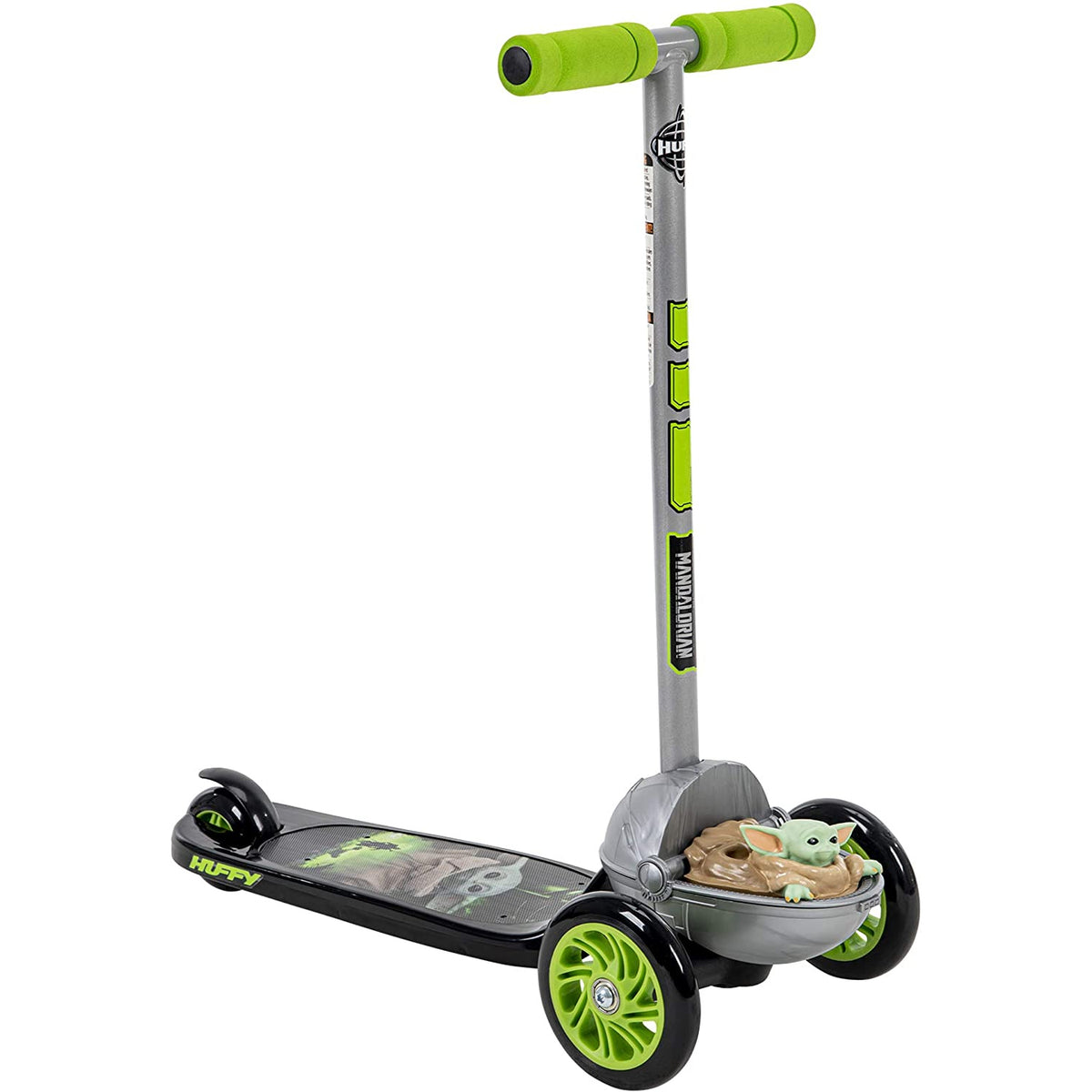 Huffy Kids Ages 3+ Star Wars The Child 3 Wheel Tilt N Turn Steel Scooter, Green