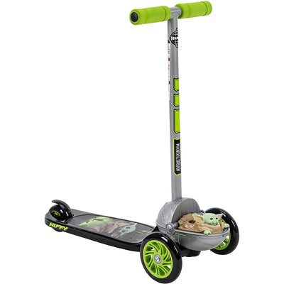 Huffy Kids Ages 3+ Star Wars The Child 3 Wheel Tilt N Turn Steel Scooter, Green